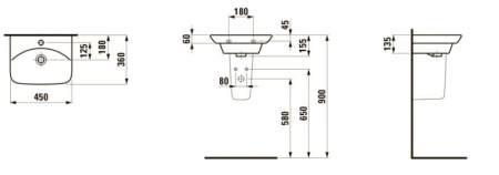 Раковина подвесная (45х36) Laufen PALACE 8.1570.1.000.104.1
