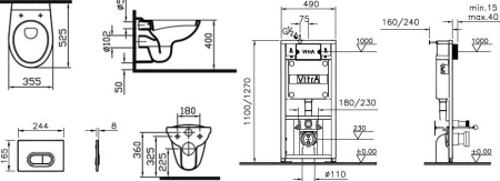 Комплект унитаз с инсталляцией Vitra Normus 9773B003-7202