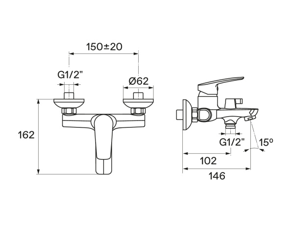 Смеситель для ванны Santek Марион  WH5A10006C001
