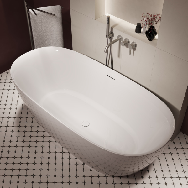 Ванна акриловая отдельностоящая (160х80) Vincea VBT-708-1600 белый глянец