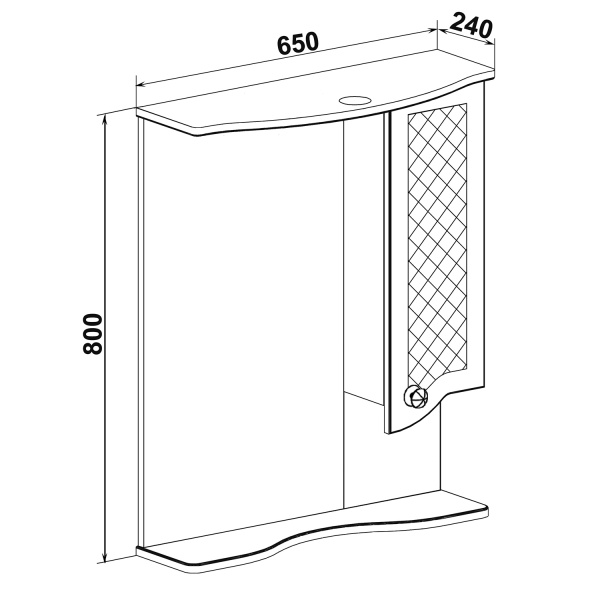 Зеркальный шкаф Runo правый Милано 65 (УТ000002097)