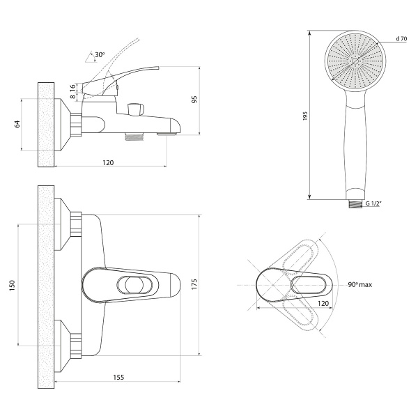 Смеситель для ванны Славен Дача Б СЛ-ОД-Б30