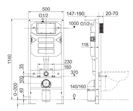 Система инсталяции для подвесного унитаза 3 в 1 Ceramica Nova Envision/ Flat CN1002W