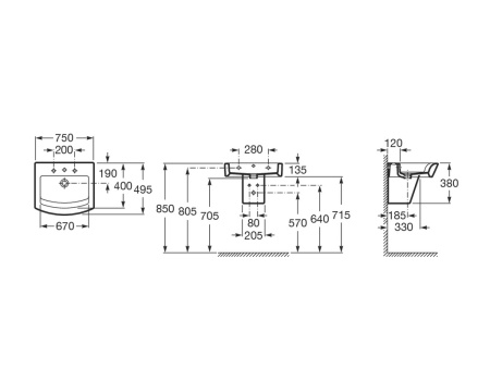 Раковина подвесная (75x49,5) Roca Hall 32762G000
