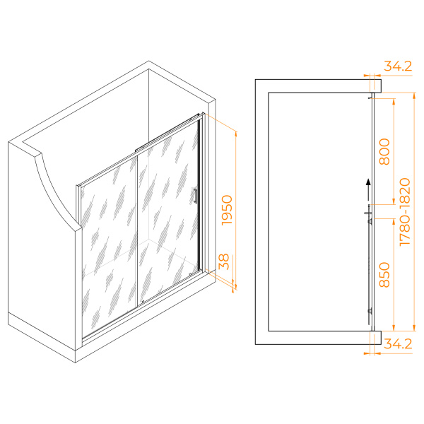Душевая дверь 180 см RGW Passage PA-14B 41081418-14 прозрачное