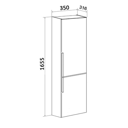 Пенал Runo правый подвесной дуб черный Мальта 35 (00-00001095)
