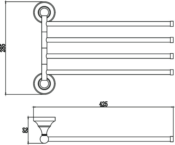 Держатель для полотенец поворотный 4-ой Savol 68b S-06804B