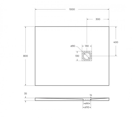 Поддон из искусственного мрамора BelBagno TRAY-MR-UNO-AH-100/80-35-W-CR