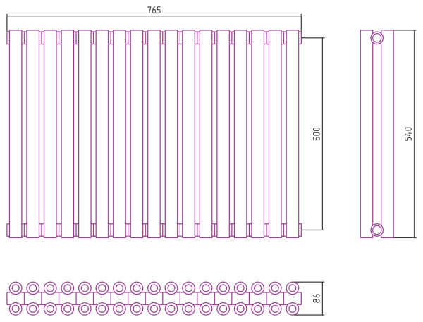 Полотенцесушитель Водяной Сунержа Эстет-00 (50х76) 17 секций Темный Титан Муар 15-0332-5017