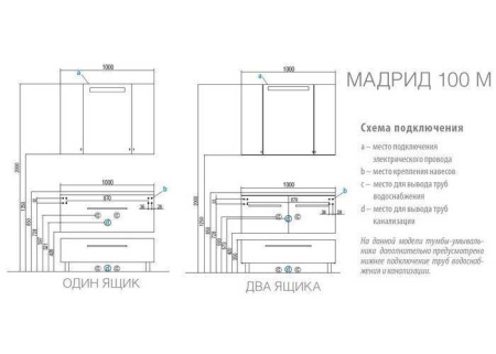 Тумба под раковину Акватон Мадрид 100 М 1A128001MA950