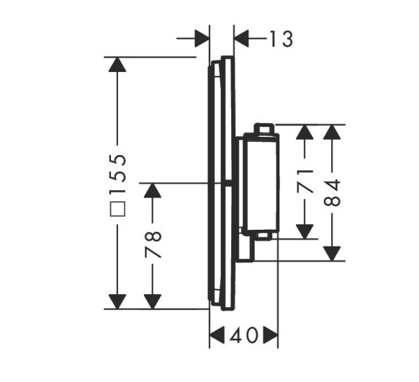 Термостат для душа на 2 потребителя Hansgrohe ShowerSelect Comfort E 15572340 шлифованный черный хром