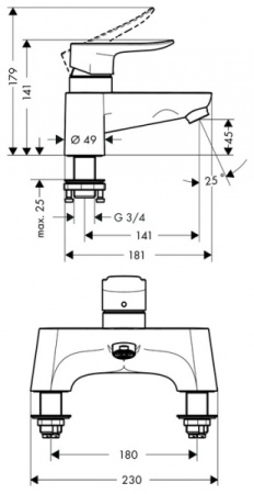 Смеситель для ванны Hansgrohe Metris 31423000