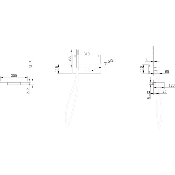 Смеситель ABBER Rund AF8731SP для ванны скрытого монтажа, сатин