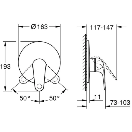 Смеситель для душа встраиваемый Grohe Euroeco New 32742 001 (32742001) хром