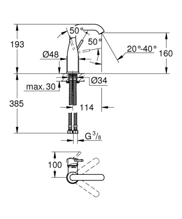 Смеситель для раковины однорычажный Grohe Essence 24176001 хром