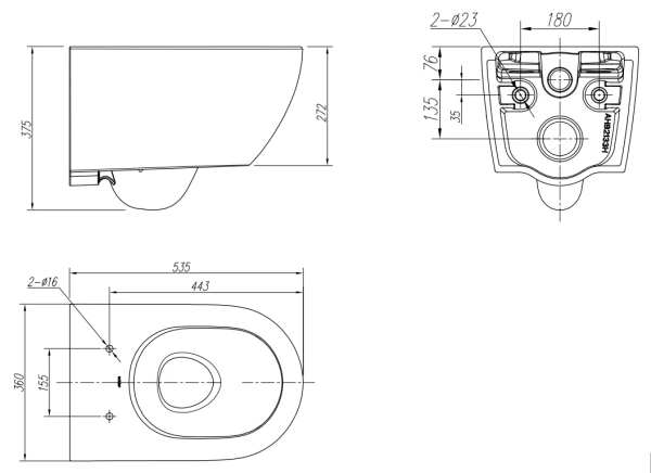 Унитаз подвесной Arrow AHB2133H