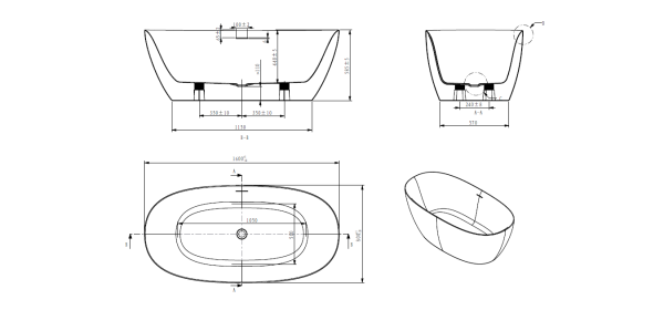 Ванна акриловая (160х80) Art&Max Genova AM-GEN-1600-800