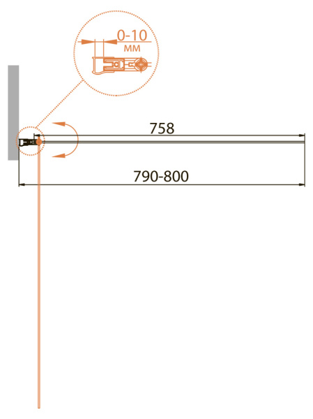 Шторка на ванну CEZARES RELAX-V-1-80/140-C-Bi