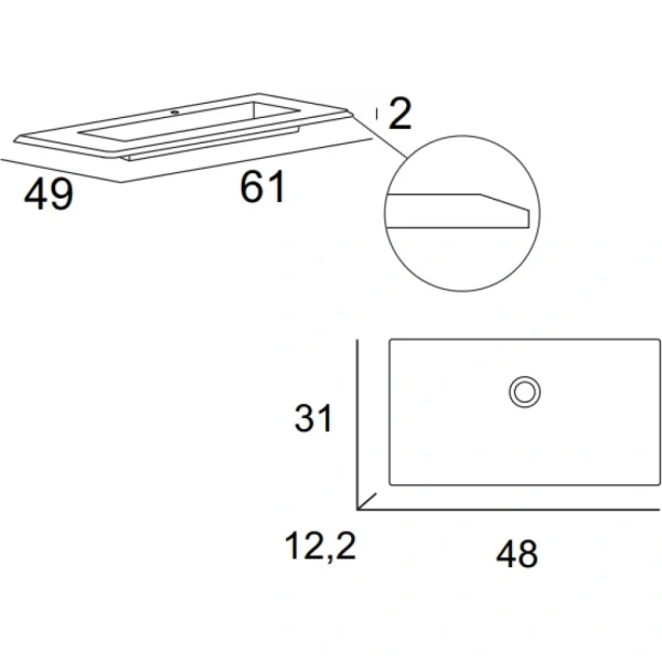 Раковина Cezares Idra 50352 61x49 см, накладная, белый матовый Bianco opaco