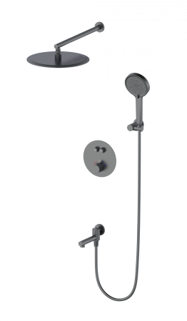 Душевая система с термостатом встраиваемая WONZON & WOGHAND STICK, темный графит WW-88929010-BGM