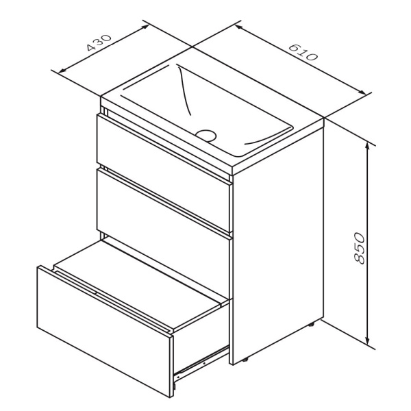 Тумба под раковину 60 Am.Pm Gem S M91FSX0602GM