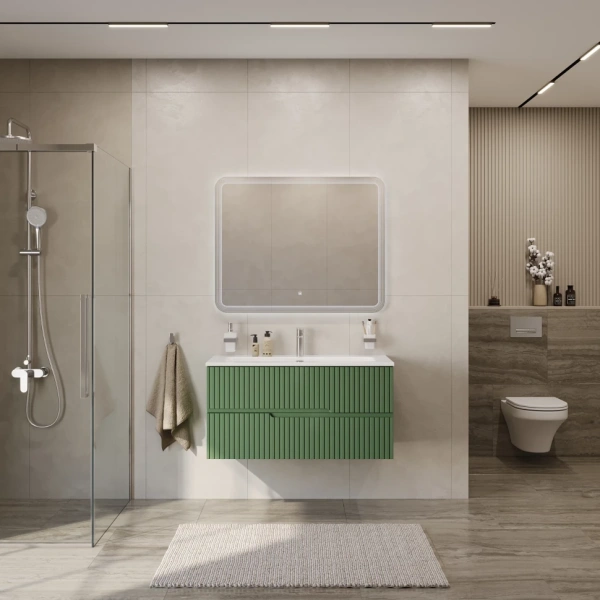 Тумба под раковину Cezares DUET-N-1000-2C-SO-PS-P Фисташковый софт