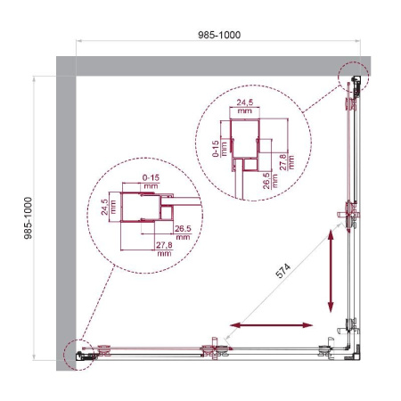 Душевой уголок BelBagno Luce LUCE-A-2-100-C-Cr