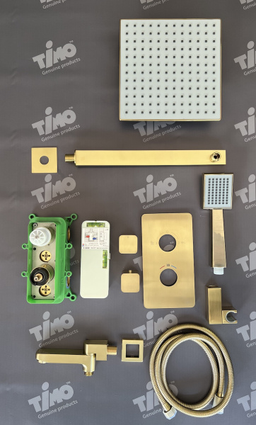 Душевая система встроенная с термостатом Timo Petruma золото матовое SX-5049/17SM