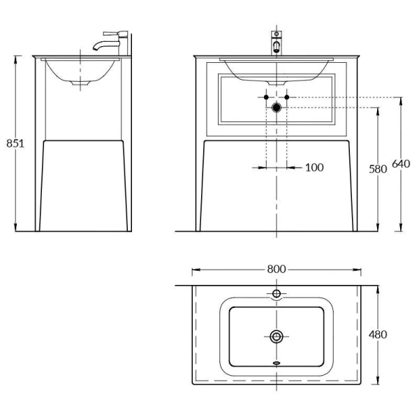 Тумба под раковину Kerama Marazzi Plaza Classic Neo PL.CN.80.1\CAP.M