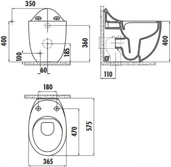 Унитаз безободковый напольный Creavit Foglia FG350-11CB00E-0000