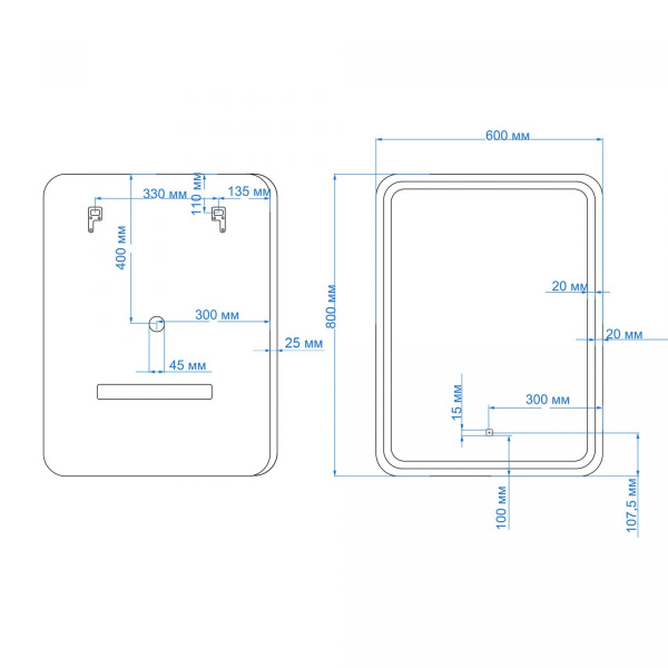 Зеркало с подсветкой Art&Max GENOVA AM-Gen-600-800-DS-F