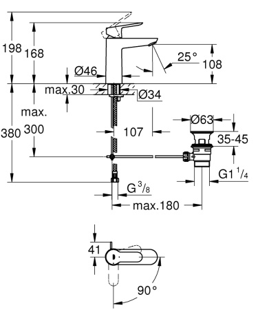 Смеситель для раковины Grohe BauEdge 23759 000 (23759000) хром
