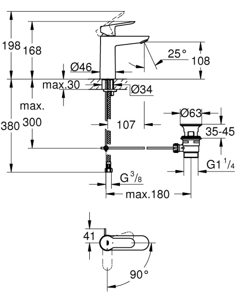 Смеситель для раковины Grohe BauEdge 23759 000 (23759000) хром