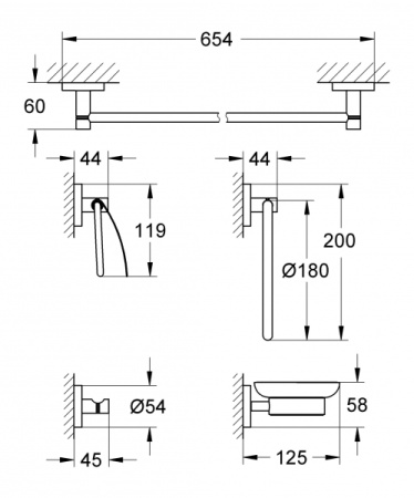 Набор аксессуаров 5в1 GROHE Essentials 40344 DC1 (40344DC1)