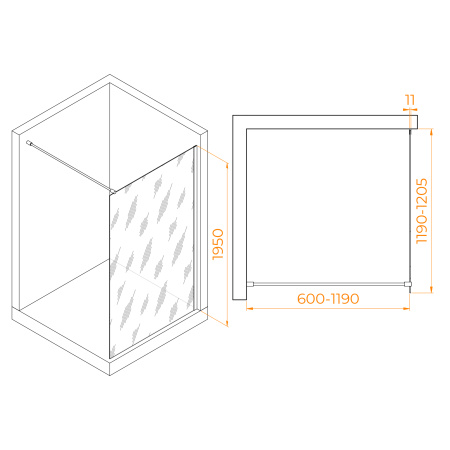 Душевая перегородка 120 см RGW WA-002 B Walk-in 35100212-24 матовое