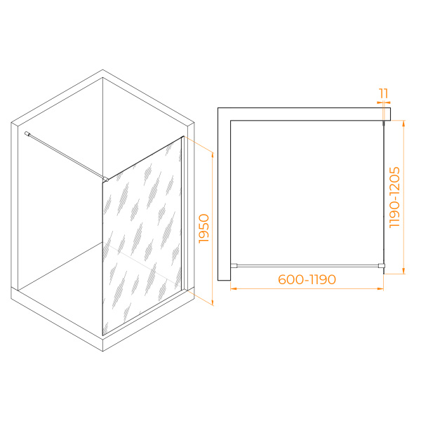 Душевая перегородка 120 см RGW WA-002-W Walk-in 35100212-15