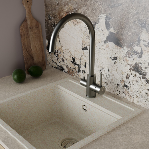 Кухонный смеситель с подключением к фильтру Oliveeka OL-458022-BGM, матовый оружейный металл