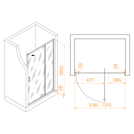Душевая дверь 110 см RGW Passage PA-008-B 350800812-14  прозрачное