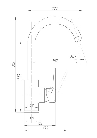 Смеситель для кухни  ПСМ-Профсан Серия-400 PSM-400-3