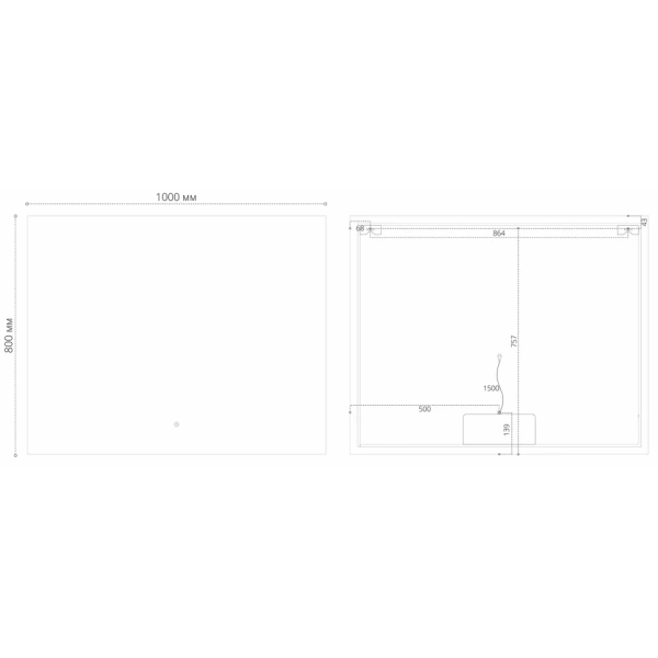 Зеркало (100х80) Grossman PRAGMA-норма 1810080 LED с сенсорным выключателем и подогревом