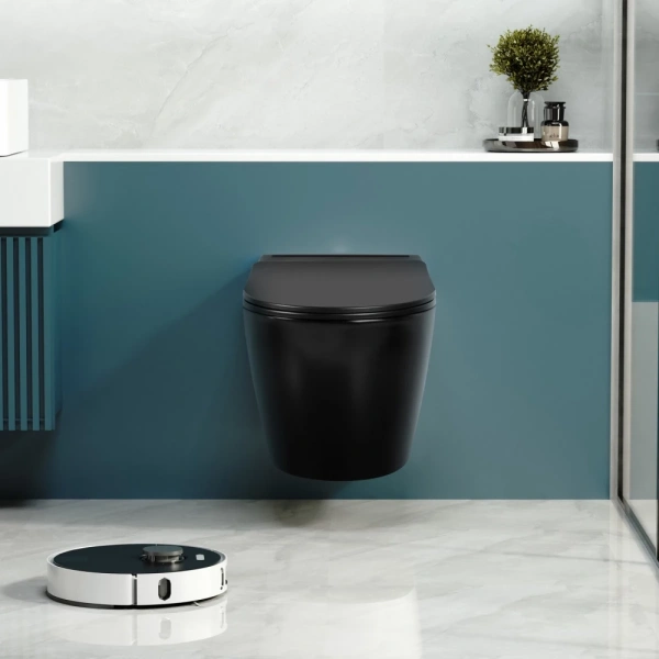 Унитаз ABBER Bequem AC1108PMB импульсный подвесной черный матовый, безободковый