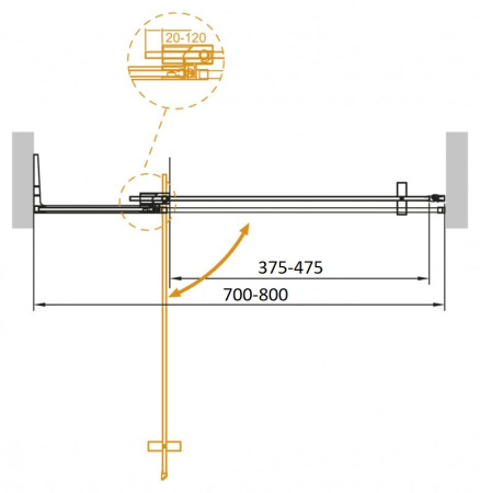 Душевая дверь 70 см CEZARES SLIDER-B-1-70/80-BR-BORO