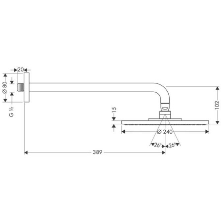 Верхний душ с кронштейном Hansgrohe Raindance S 240 1jet EcoSmart 27461000 хром