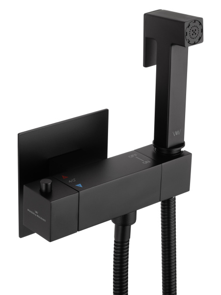 Смеситель с гигиеническим душем и термостатом встраиваемый WONZON & WOGHAND, черный матовый WW-88819903-MB Смеситель с гигиеническим душем и термостатом встраиваемый WONZON & WOGHAND, черный матовый WW-88819903-MB