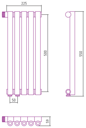 Полотенцесушитель Водяной Сунержа Эстет-0 EU50 левый (50х22) 5 секций Матовое Золото 032-0320-5005