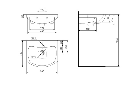 Раковина подвесная (50х43) Santek Балтика 50 1WH501701