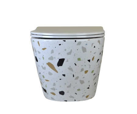Унитаз подвесной безободковый Bronze de Luxe Terrazzo, крышка белая (2092-W)