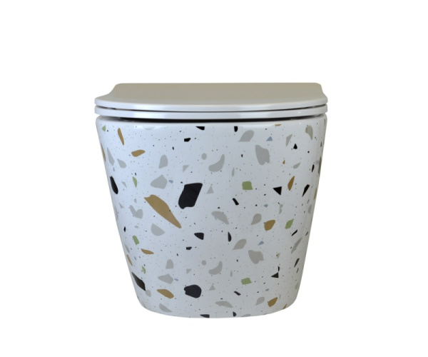 Унитаз подвесной безободковый Bronze de Luxe Terrazzo, крышка белая (2092-W)