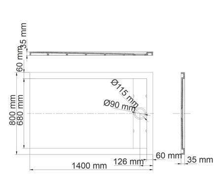 Душевой поддон (140х80) WasserKRAFT Abens 20T35