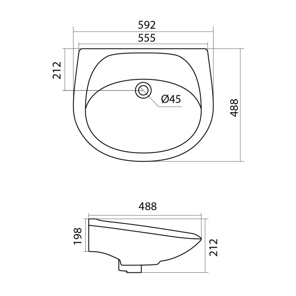Раковина подвесная (59,5х48,8) Santek Бриз 60 1WH110463